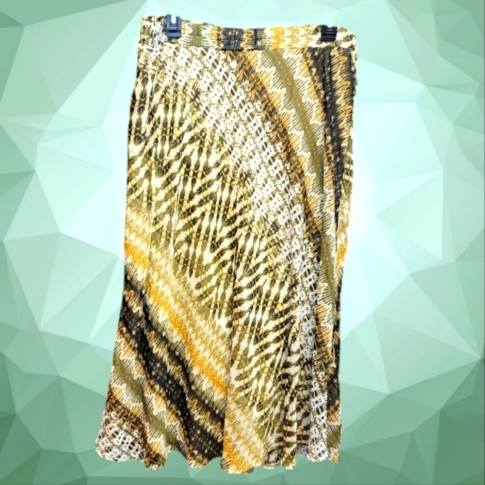 Long Flare Art Geo Aztec Chiffon SKIRT DB Est 1962 Size XL Lined